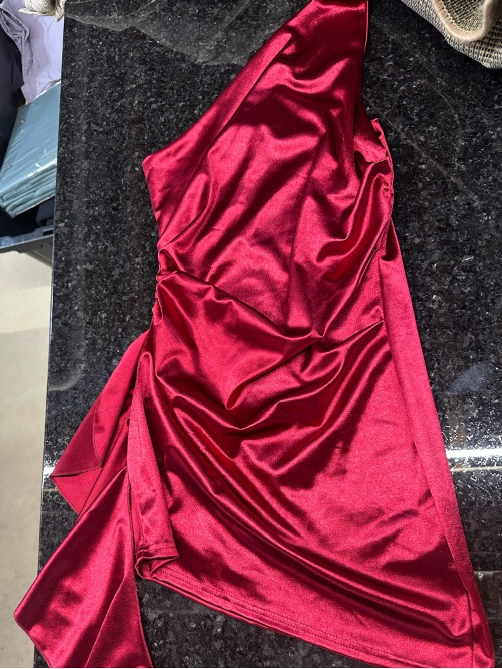 Women’s Satin Red Asymmetric Dress